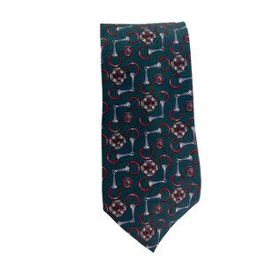 Christian Dior Monsieur Green & Red Printed Silk Tie